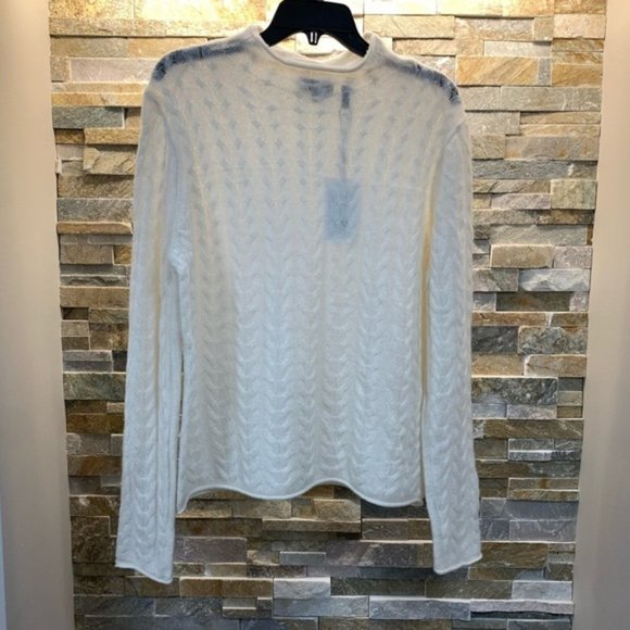 Theory Mock Neck Cable Knit Cashmere Sweater - Picture 3 of 7